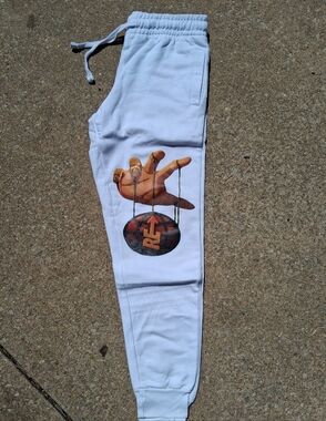 White Graphic Jogger Sweatpants